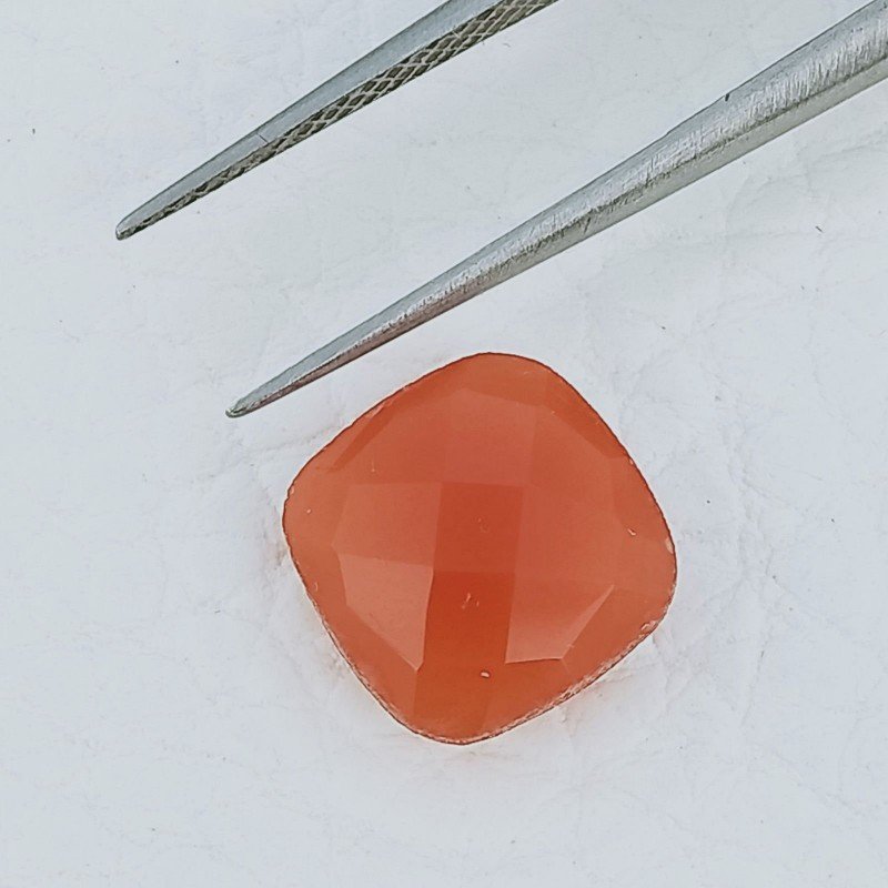 Corniola Forma Quadrato Briolette Fatto A Mano Sfaccettato 10X10X5mm 3,95 Carati 1pz