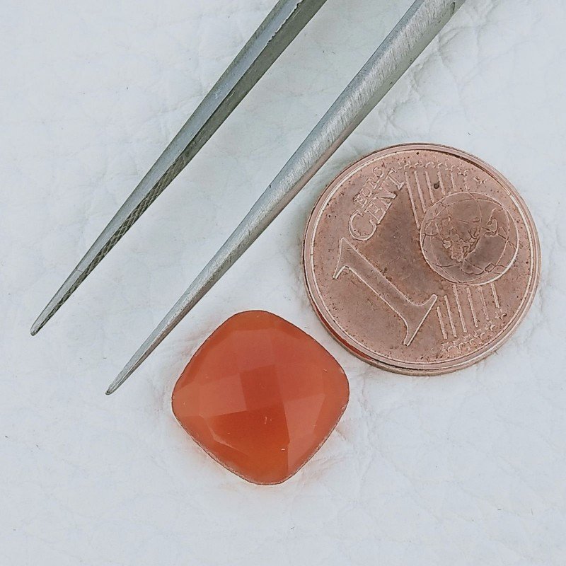 Corniola Forma Quadrato Briolette Fatto A Mano Sfaccettato 10X10X5mm 3,95 Carati 1pz
