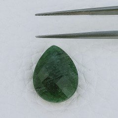 Briolette di Avventurina Verde, Forma Goccia, Sfaccettata a Mano, 16x12x6 mm, 7,90 ct