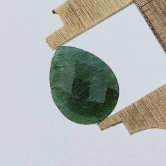 Briolette di Avventurina Verde, Forma Goccia, Sfaccettata a Mano, 16x12x6 mm, 7,90 ct