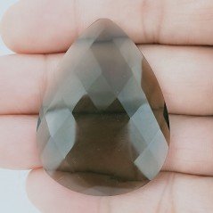 Quarzo Fume Idrotermale Forma Goccia Briolette Fatto A Mano Sfaccettato 45X35X6mm 63,00+ Carati 1pz