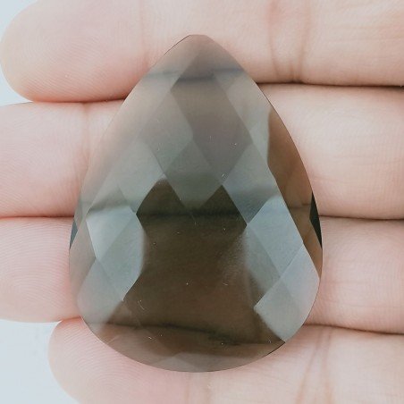 Quarzo Fume Idrotermale Forma Goccia Briolette Fatto A Mano Sfaccettato 45X35X6mm 63,00+ Carati 1pz