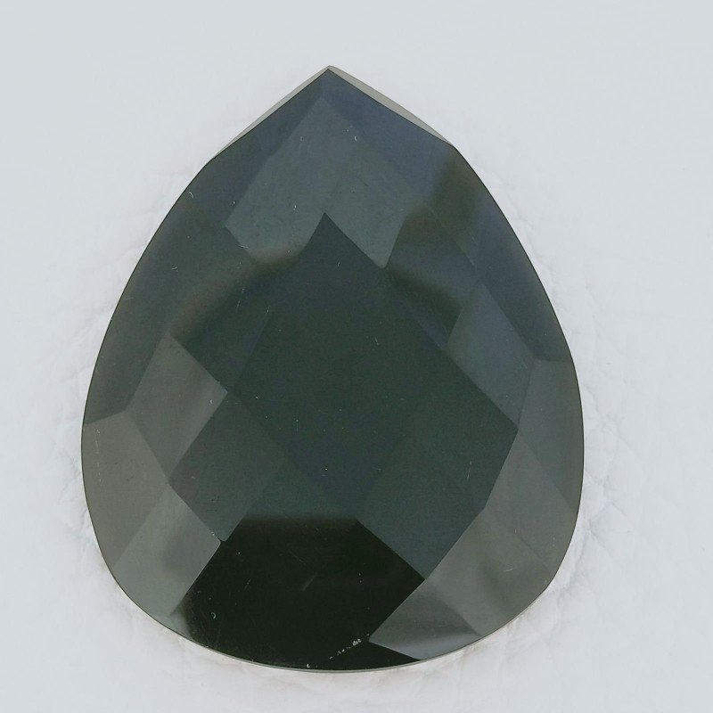 Onice Nera (A) Forma Goccia Briolette Fatto A Mano Sfaccettato 46X35X7mm 73,20 Carati 1pz
