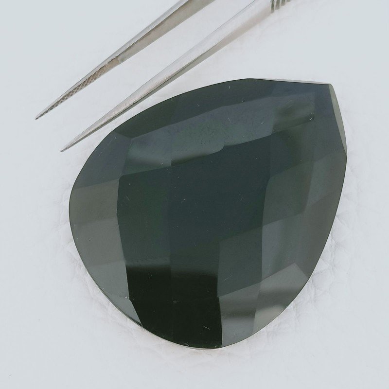 Onice Nera (A) Forma Goccia Briolette Fatto A Mano Sfaccettato 46X35X7mm 73,20 Carati 1pz