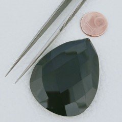 Onice Nera (A) Forma Goccia Briolette Fatto A Mano Sfaccettato 46X35X7mm 73,20 Carati 1pz