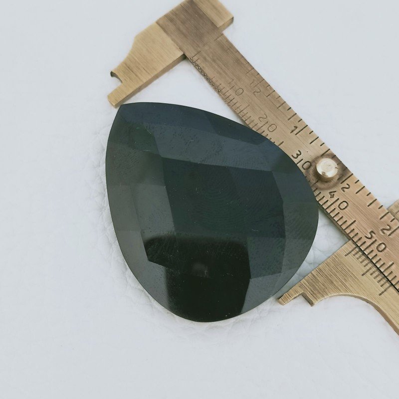 Onice Nera (A) Forma Goccia Briolette Fatto A Mano Sfaccettato 46X35X7mm 73,20 Carati 1pz