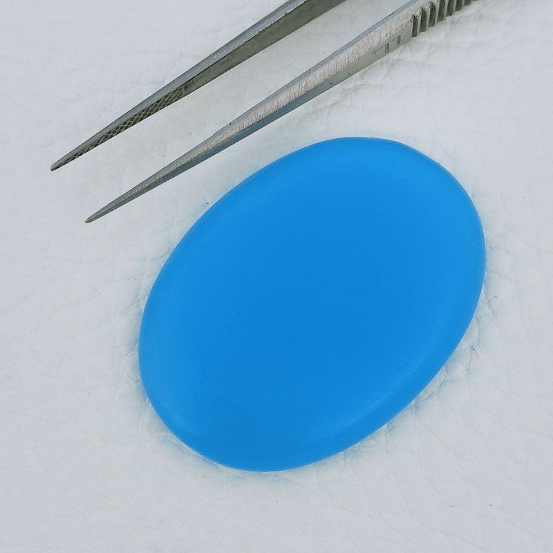 Calcedonio Turchese Idrotermale Forma Ovale Cabochon Fatto A Mano 38X28X4mm 42,75 Carati 1pz