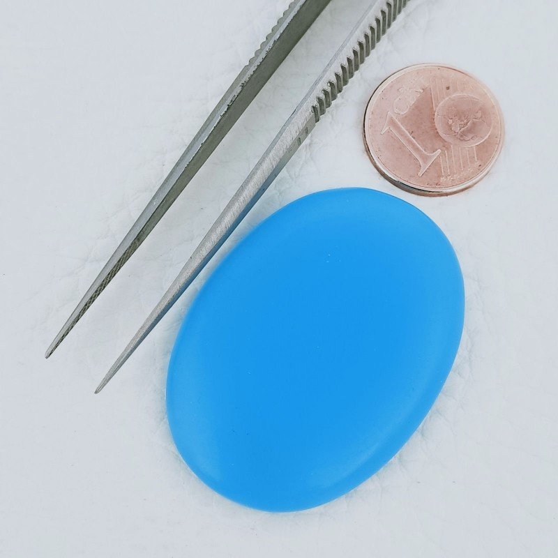 Calcedonio Turchese Idrotermale Forma Ovale Cabochon Fatto A Mano 38X28X4mm 42,75 Carati 1pz