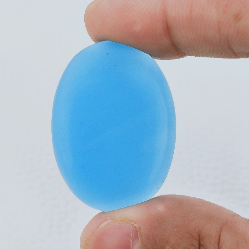 Calcedonio Turchese Idrotermale Forma Ovale Cabochon Fatto A Mano 38X28X4mm 42,75 Carati 1pz
