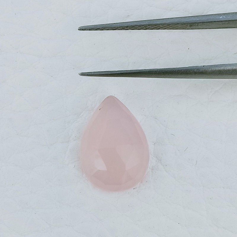 Calcedonio Rosa Forma Goccia Briolette Fatto A Mano Sfaccettato 10X14X4mm 4,35 Carati 1pz