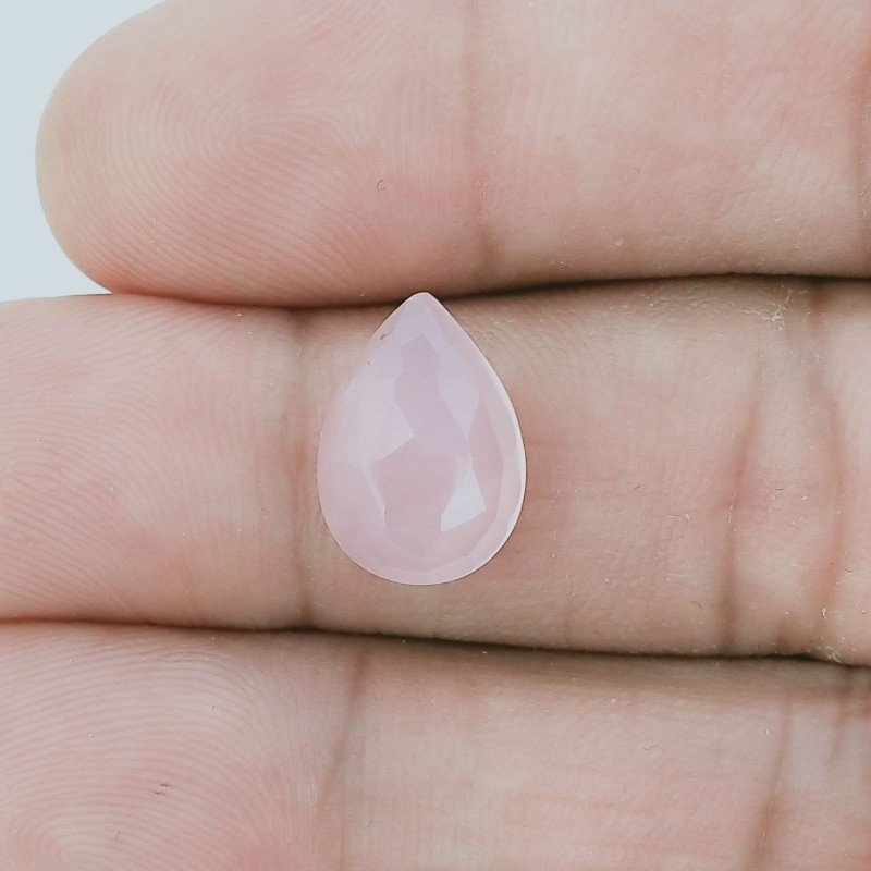 Calcedonio Rosa Forma Goccia Briolette Fatto A Mano Sfaccettato 10X14X4mm 4,35 Carati 1pz