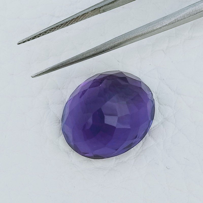 Ametista Africana Idrotermale Forma Ovale Sfaccettato A Mano Gemma Sciolta 16X14X9mm 14,60 Carati 1pz