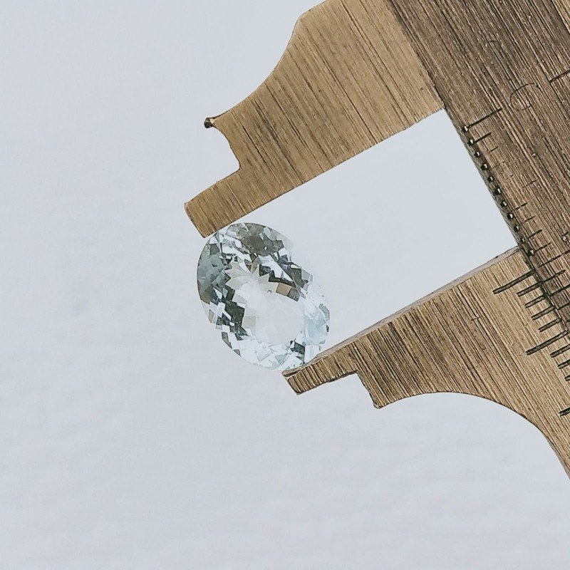 Acquamarina Forma Ovale Sfaccettato A Mano Gemma Sciolta 10X7,50X4mm 2,10 Carati 1pz