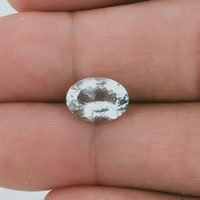 Gemma Sciolta di Acquamarina, Taglio Ovale Sfaccettato a Mano, 10x7,50x4 mm, 2,10 ct