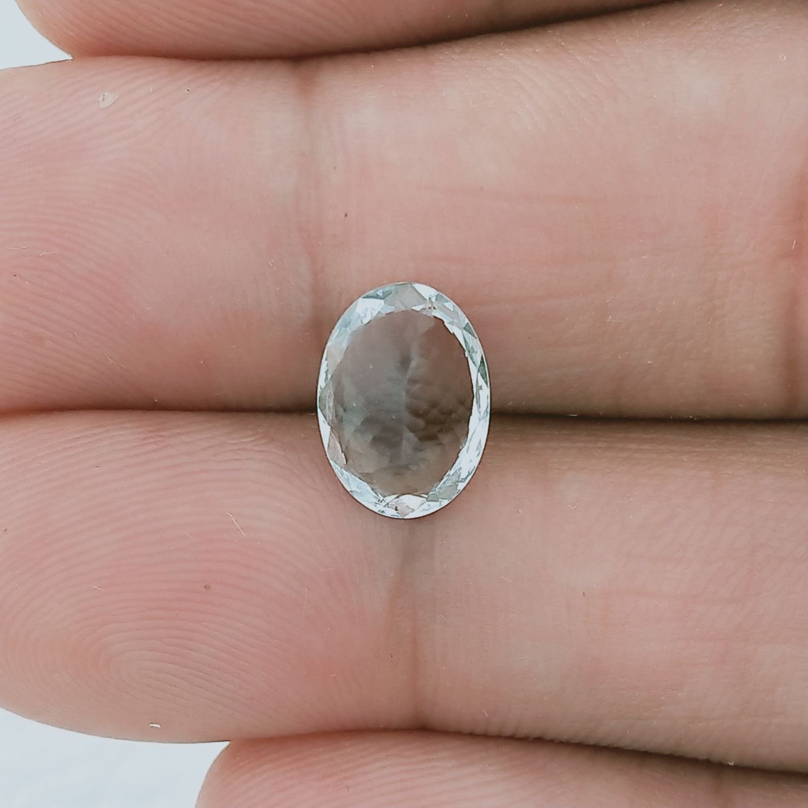 Acquamarina Forma Ovale Sfaccettato A Mano Gemma Sciolta 10X7,50X4mm 2,10 Carati 1pz