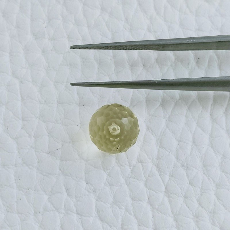 Quarzo Oro Verde Tondo Sfaccettato A Mano Foro Passante 8mm 3,95 Carati 1pz