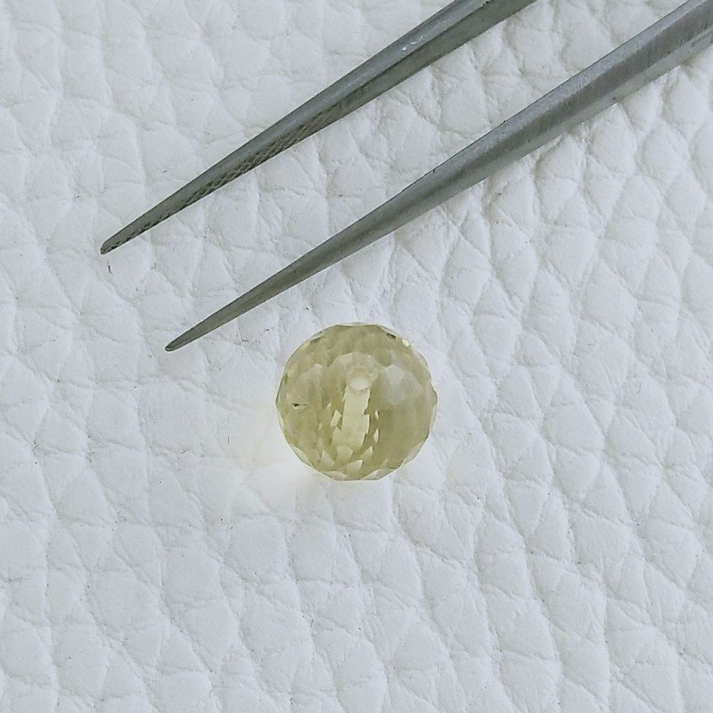 Quarzo Oro Verde Tondo Sfaccettato A Mano Foro Passante 8mm 3,95 Carati 1pz
