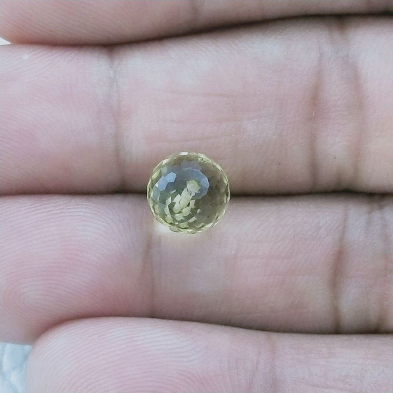 Quarzo Oro Verde Tondo Sfaccettato A Mano Foro Passante 8mm 3,95 Carati 1pz
