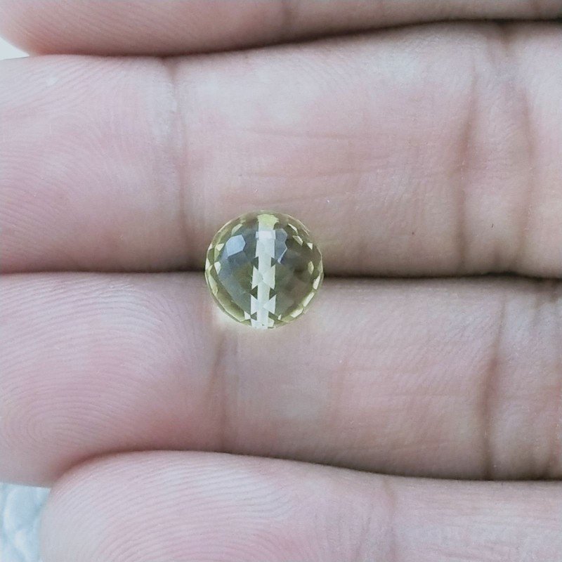 Quarzo Oro Verde Tondo Sfaccettato A Mano Foro Passante 8mm 3,95 Carati 1pz