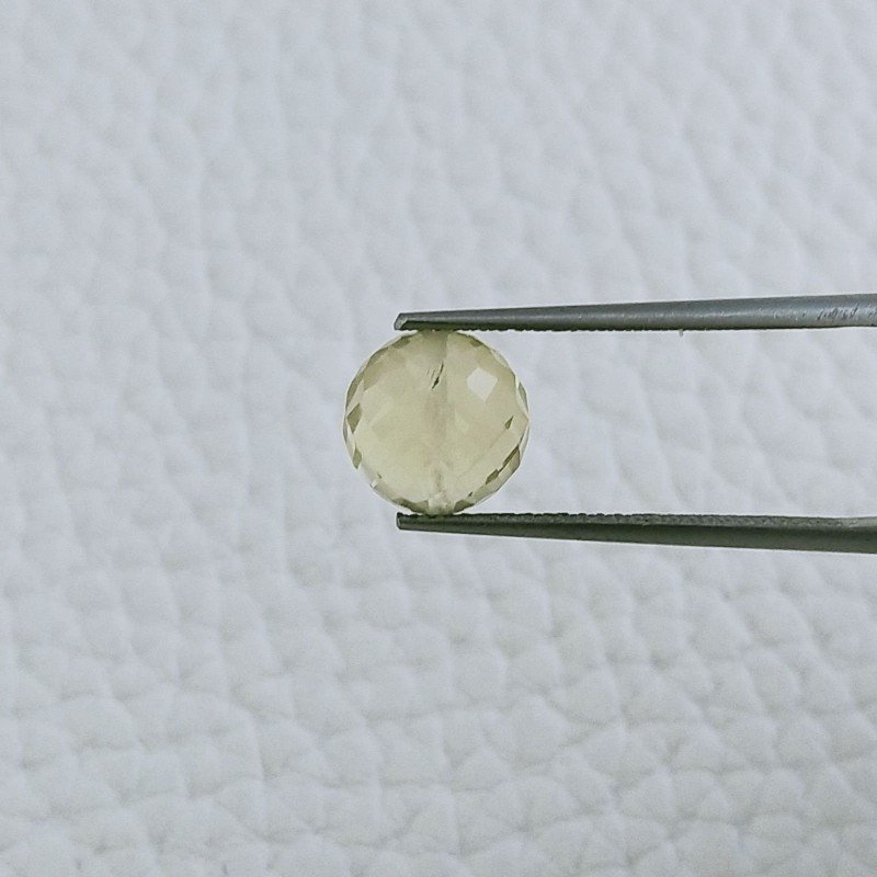 Quarzo Oro Verde Tondo Sfaccettato A Mano Foro Passante 8mm 3,95 Carati 1pz