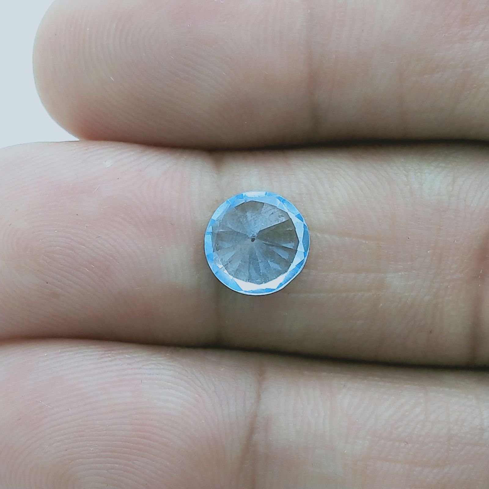 Zircone Azzurro Forma Tondo Sfaccetata A Mano Gemme Sciolte 8X4mm 2,70 Carati 1pz