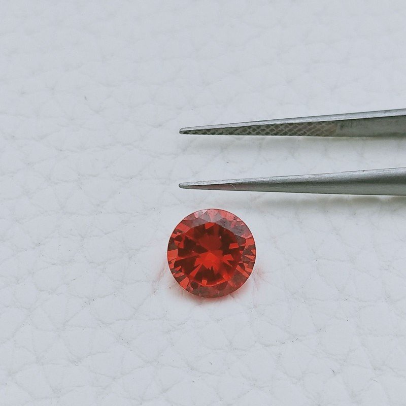 Zircone Arancione Forma Tondo Sfaccetata A Mano Gemme Sciolte 8X4mm 3,50 Carati 1pz