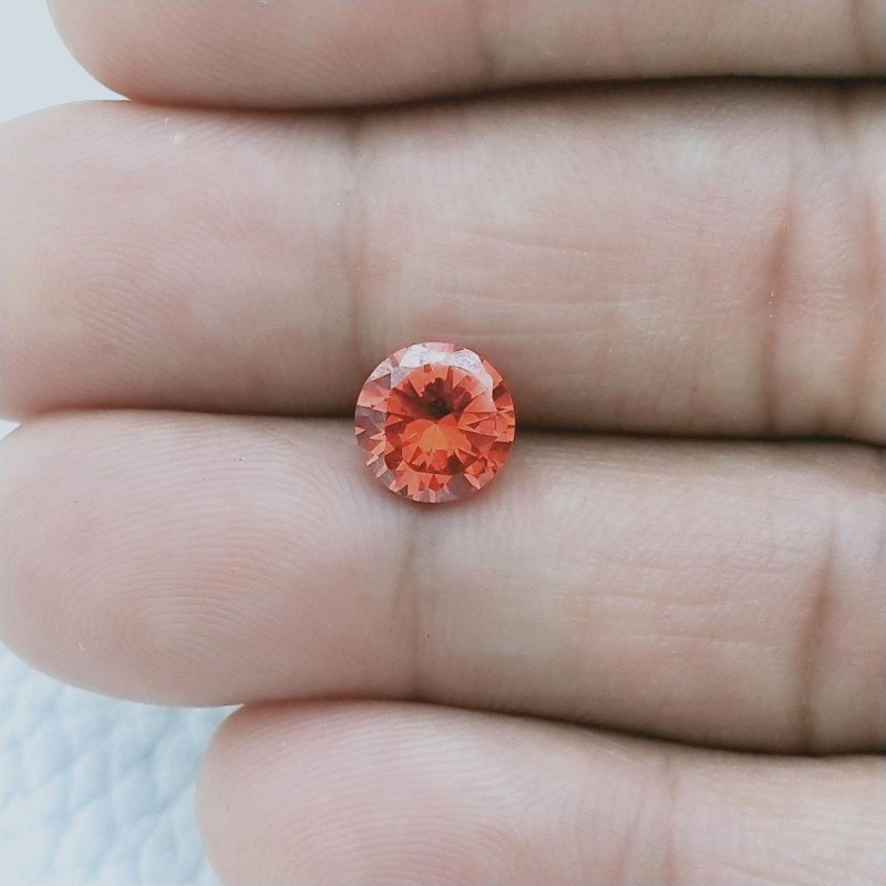 Gemma Sciolta di Zircone Arancione, Taglio Tondo Sfaccettato a Mano, 8x4 mm, 3,50 ct