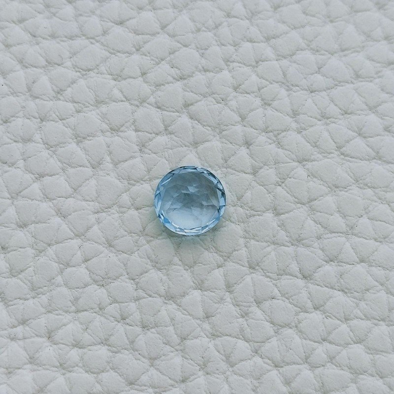 Topazio Azzurro Forma Tondo Sfaccetata A Mano Gemma Sciolte 8X3mm 2,35 Carati 1pz