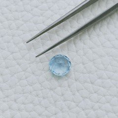 Topazio Azzurro Forma Tondo Sfaccetata A Mano Gemma Sciolte 8X3mm 2,35 Carati 1pz