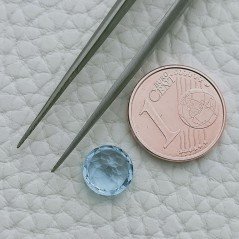 Topazio Azzurro Forma Tondo Sfaccetata A Mano Gemma Sciolte 8X3mm 2,35 Carati 1pz