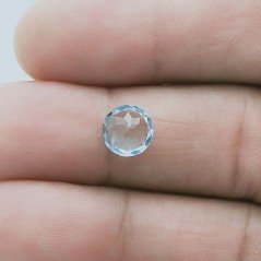 Topazio Azzurro Forma Tondo Sfaccetata A Mano Gemma Sciolte 8X3mm 2,35 Carati 1pz