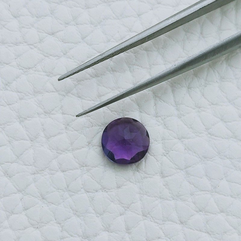Ametista Africana Idrotermale Forma Tondo Sfaccetata A Mano Gemma Sciolte 8X3mm 1,15 Carati 1pz