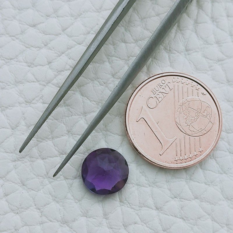 Ametista Africana Idrotermale Forma Tondo Sfaccetata A Mano Gemma Sciolte 8X3mm 1,15 Carati 1pz