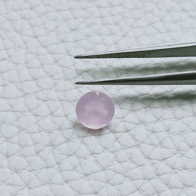 Calcedonio Rosa Idrotermale Forma Tondo Sfaccetata A Mano Gemme Sciolte 8X4mm 1,55 Carati 1pz