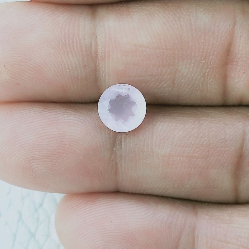 Calcedonio Rosa Idrotermale Forma Tondo Sfaccetata A Mano Gemme Sciolte 8X4mm 1,55 Carati 1pz