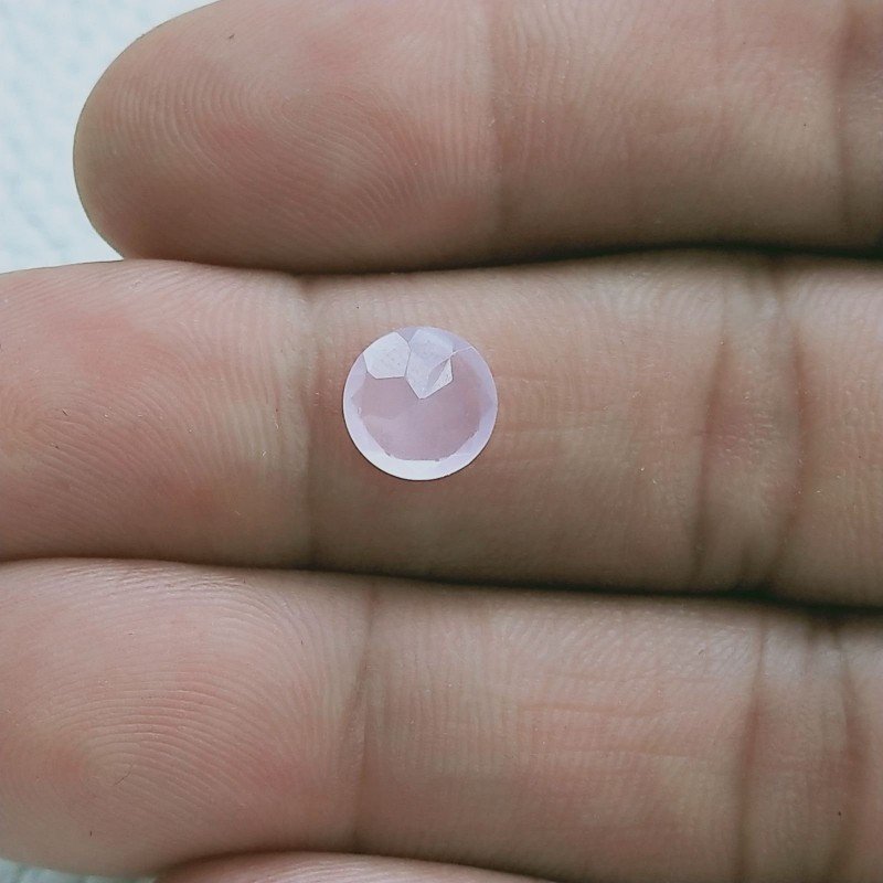Calcedonio Rosa Idrotermale Forma Tondo Sfaccetata A Mano Gemme Sciolte 8X4mm 1,55 Carati 1pz