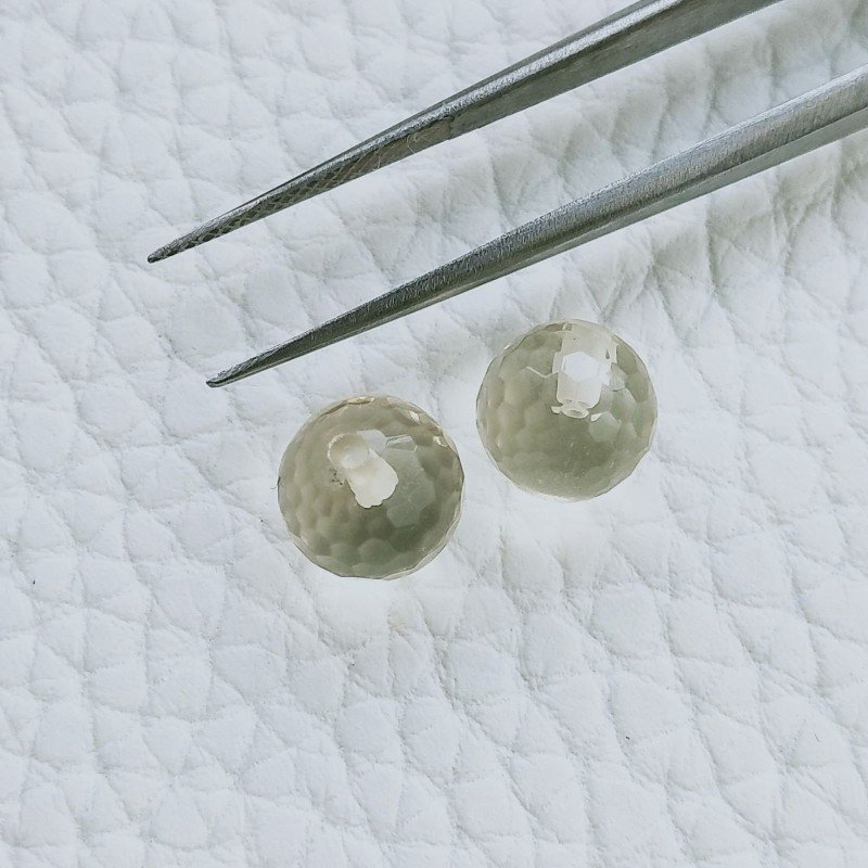 Quarzo Limone Tondo Sfaccettato A Mano Mezzo Forato 8mm 3,85 Carati 1pz