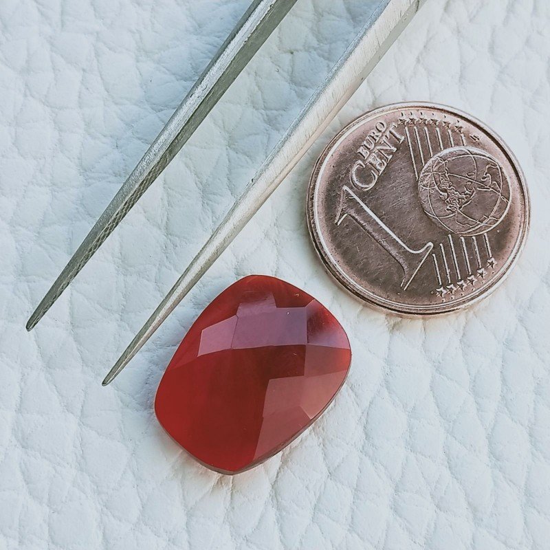 Quarzo Rosso Idrotermale Taglio Briolette Sfaccetata A Mano Gemme Sciolte 14X11X4mm 4,40 Carati 1pz