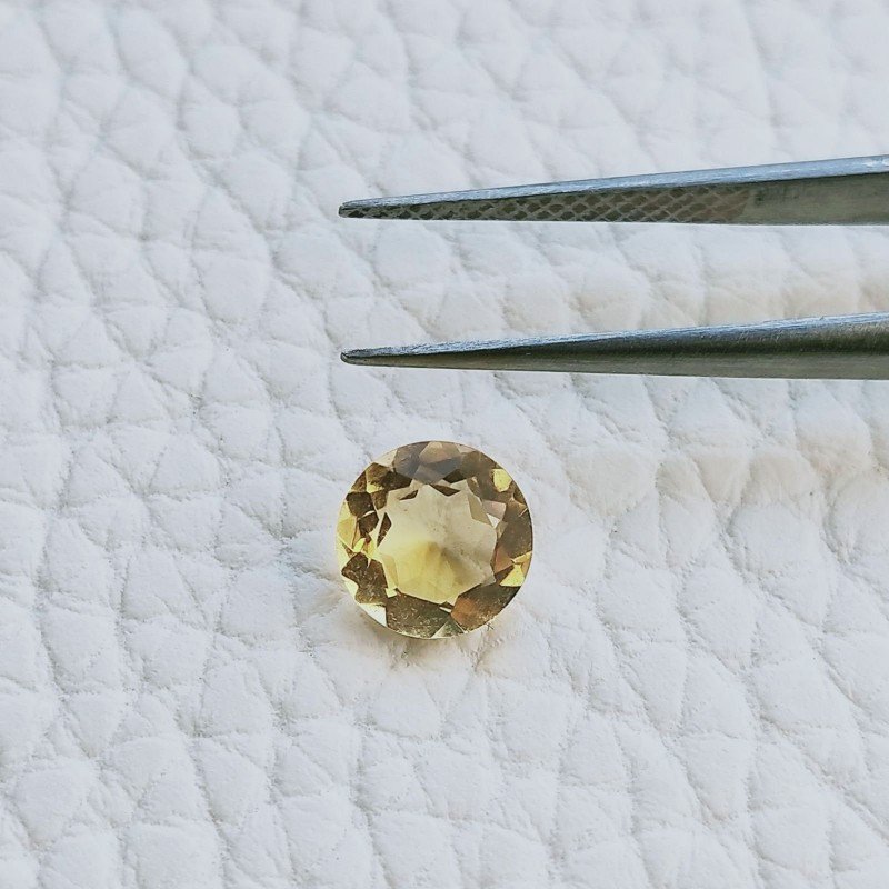 Quarzo Citrino Idrotermale Taglio Tondo Sfaccetata A Mano Gemme Sciolte 7mm 1,10 Carati 1pz