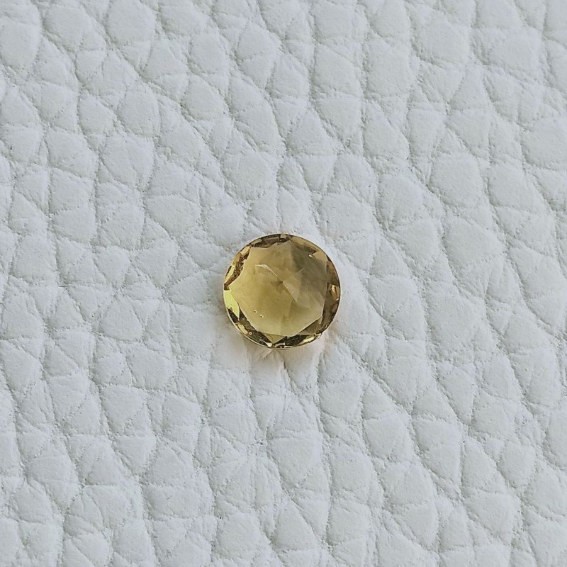 Quarzo Citrino Idrotermale Taglio Tondo Sfaccetata A Mano Gemme Sciolte 7mm 1,10 Carati 1pz