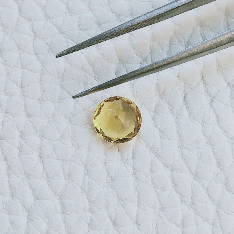Quarzo Citrino Idrotermale Taglio Tondo Sfaccetata A Mano Gemme Sciolte 7mm 1,10 Carati 1pz