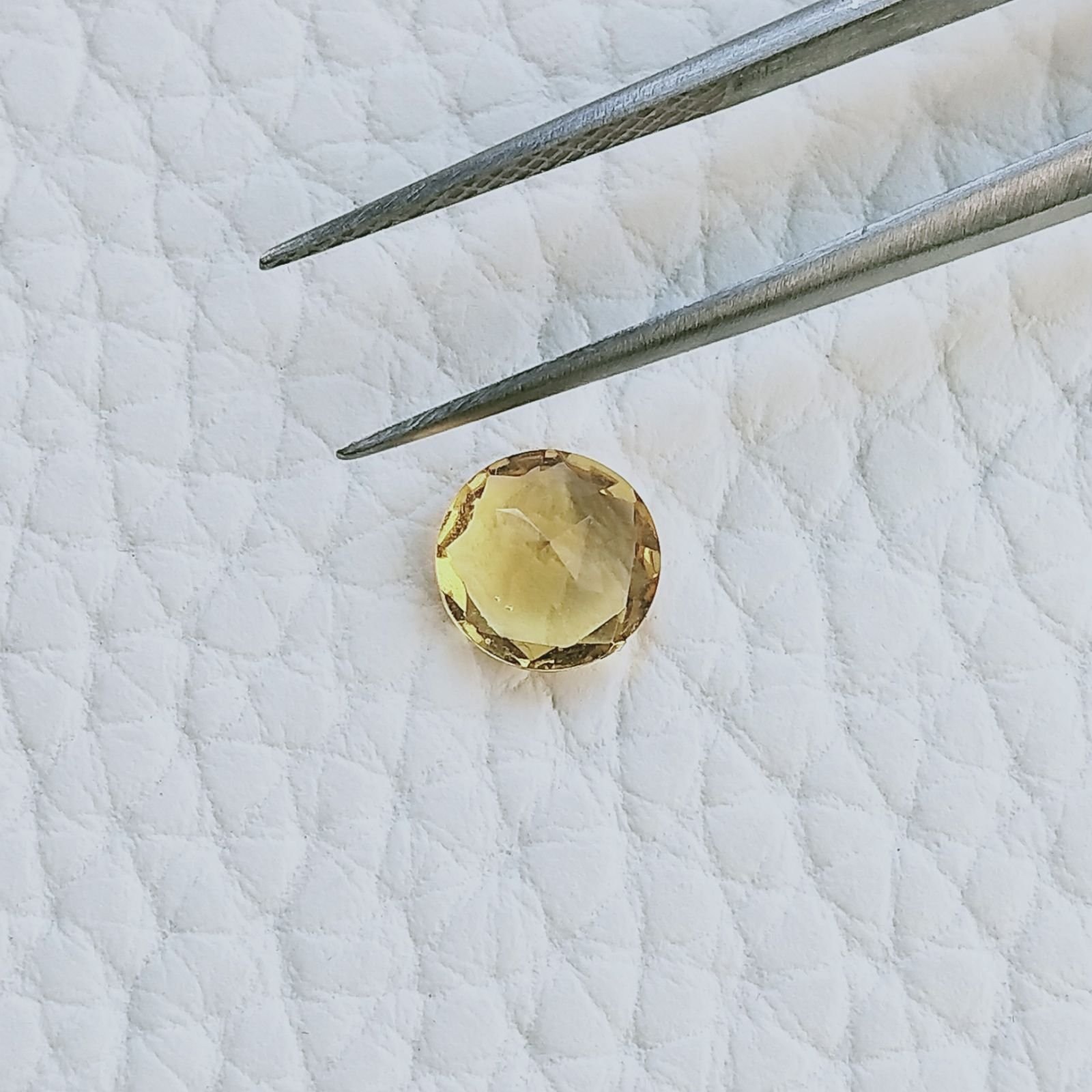 Quarzo Citrino Idrotermale Taglio Tondo Sfaccetata A Mano Gemme Sciolte 7mm 1,10 Carati 1pz