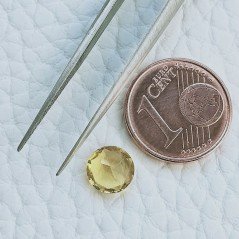 Quarzo Citrino Idrotermale Taglio Tondo Sfaccetata A Mano Gemme Sciolte 7mm 1,10 Carati 1pz