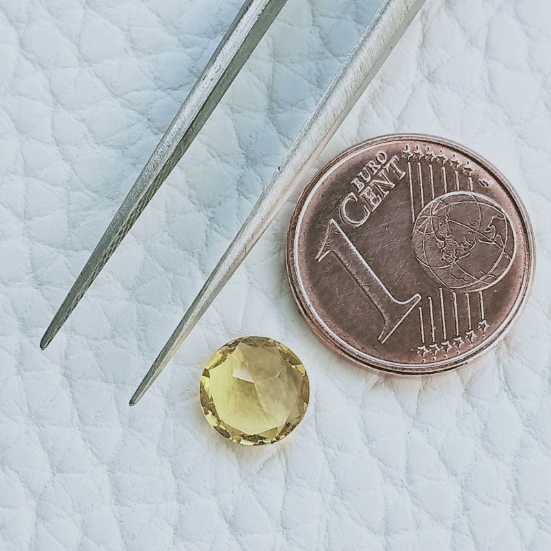 Quarzo Citrino Idrotermale Taglio Tondo Sfaccetata A Mano Gemme Sciolte 7mm 1,10 Carati 1pz