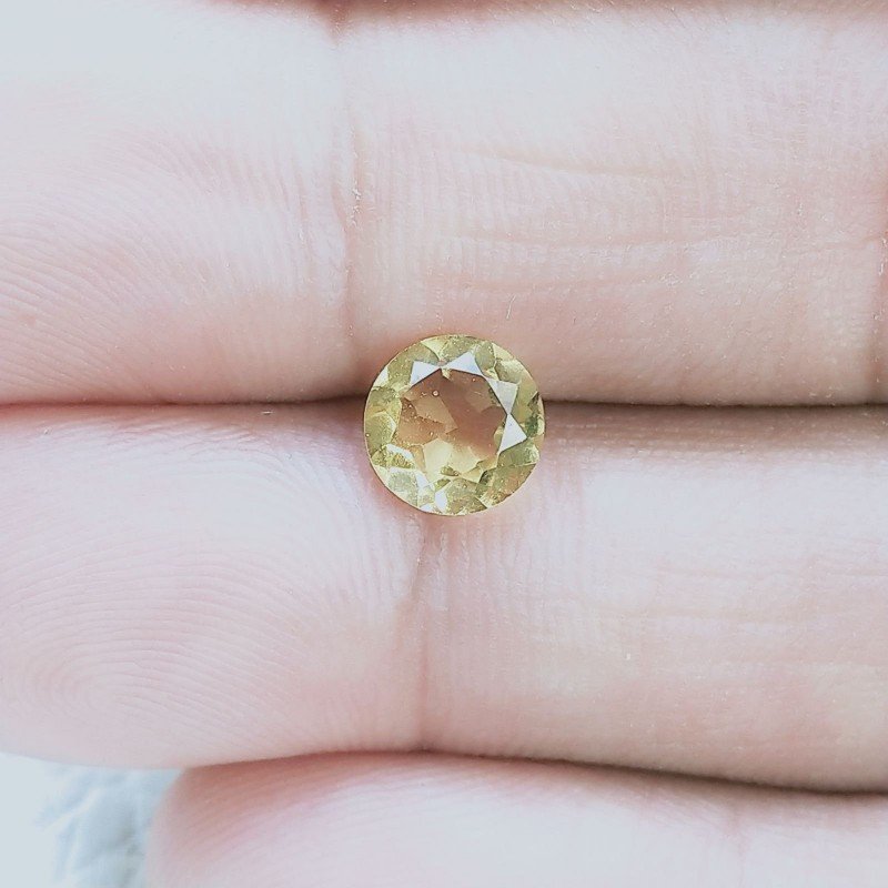 Quarzo Citrino Idrotermale Taglio Tondo Sfaccetata A Mano Gemme Sciolte 7mm 1,10 Carati 1pz