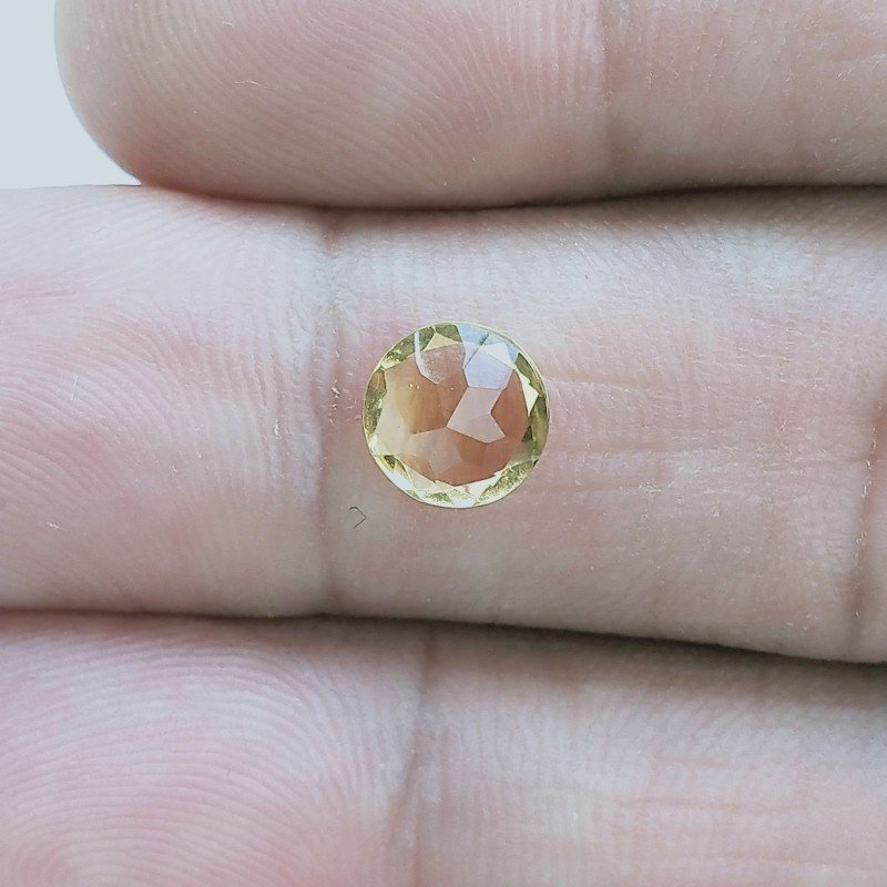Quarzo Citrino Idrotermale Taglio Tondo Sfaccetata A Mano Gemme Sciolte 7mm 1,10 Carati 1pz