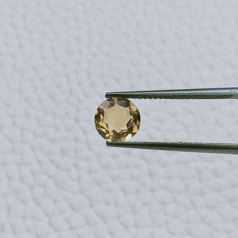 Quarzo Citrino Idrotermale Taglio Tondo Sfaccetata A Mano Gemme Sciolte 7mm 1,10 Carati 1pz