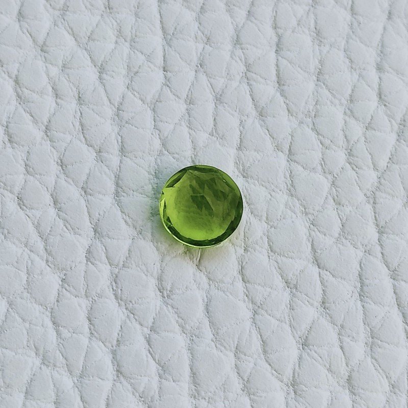 Quarzo Peridoto Idrotermale Taglio Tondo Sfaccetata A Mano Gemme Sciolte 7mm 1,10 Carati 1pz