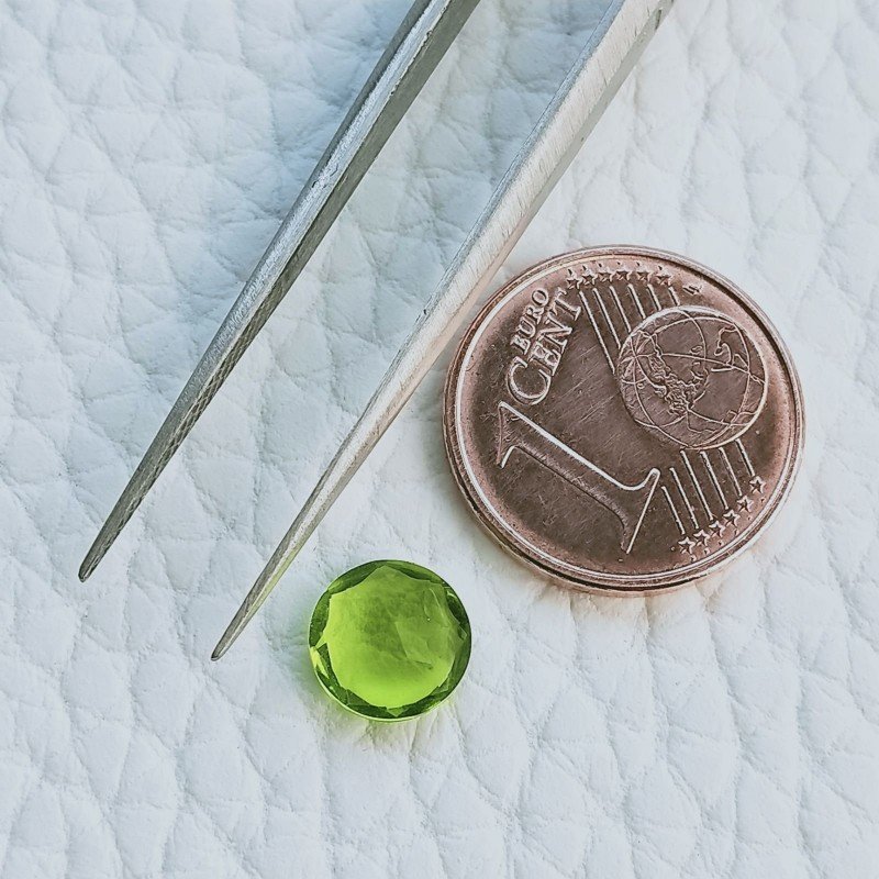 Quarzo Peridoto Idrotermale Taglio Tondo Sfaccetata A Mano Gemme Sciolte 7mm 1,10 Carati 1pz