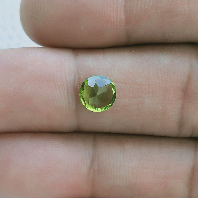 Quarzo Peridoto Idrotermale Taglio Tondo Sfaccetata A Mano Gemme Sciolte 7mm 1,10 Carati 1pz